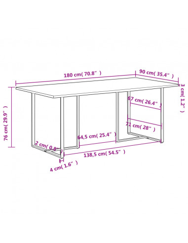 Tavolo da Pranzo 180 cm in Legno Massello di Recupero