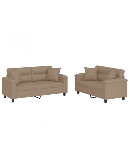 Set di Divani 2 pz con Cuscini Cappuccino in Similpelle