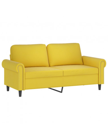 Set di Divani 2 pz con Cuscini Giallo in Velluto