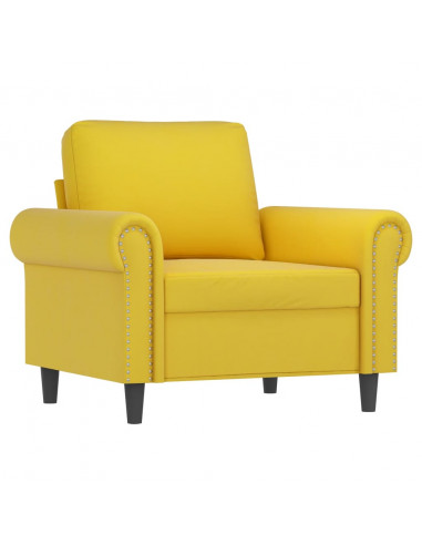 Set di Divani 3 pz con Cuscini Giallo in Velluto