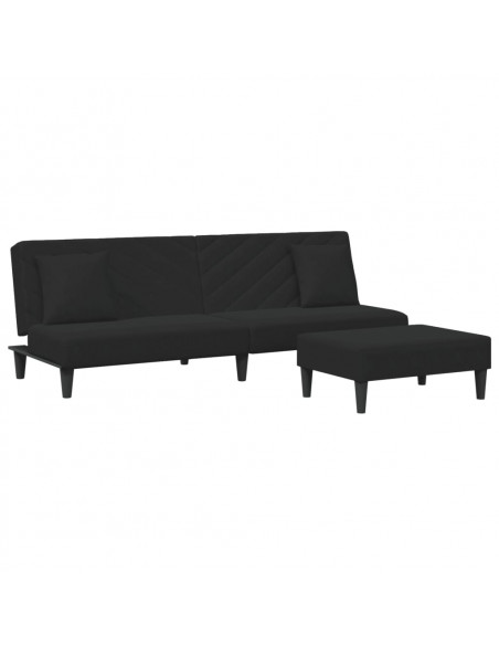 Set di Divani 2 pz con Cuscini Nero in Velluto