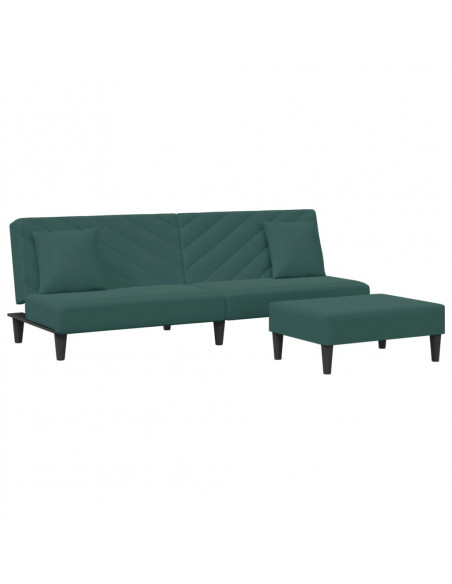 Set di Divani 2 pz con Cuscini Verde Scuro in Velluto
