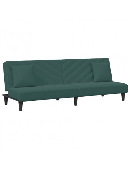 Set di Divani 2 pz con Cuscini Verde Scuro in Velluto