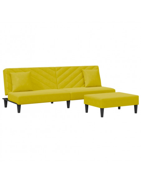 Set di Divani 2 pz con Cuscini Giallo in Velluto