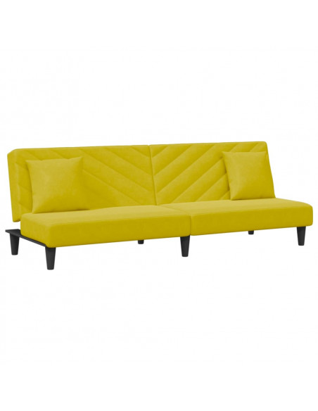 Set di Divani 2 pz con Cuscini Giallo in Velluto