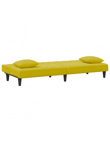 Set di Divani 2 pz con Cuscini Giallo in Velluto