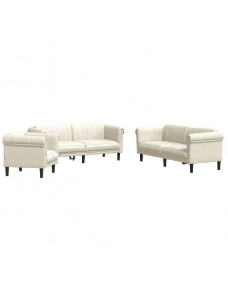 Set di Divani 3 pz Crema in Velluto