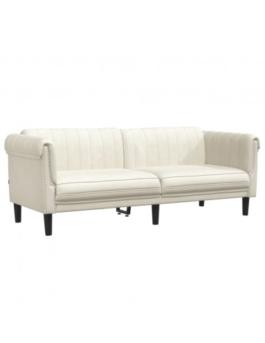 Set di Divani 3 pz Crema in Velluto