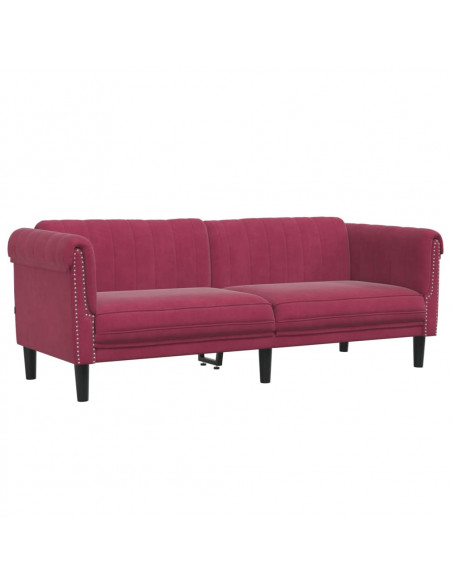 Set di Divani 2 pz Rosso Vino in Velluto