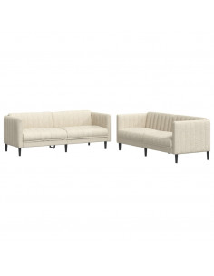 Set di Divani 2 pz Crema in Tessuto 2