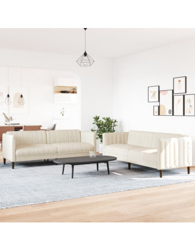 Set di Divani 2 pz Crema in Tessuto