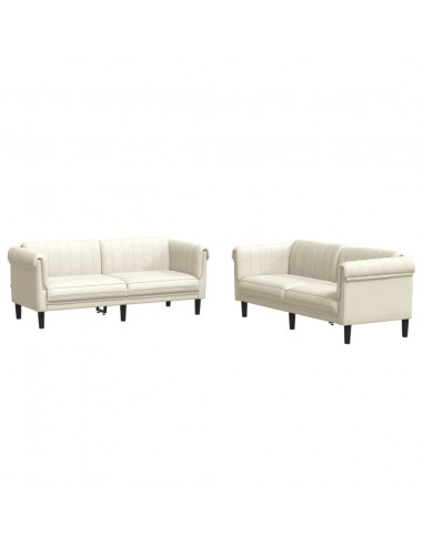 Set di Divani 2 pz Crema in Velluto