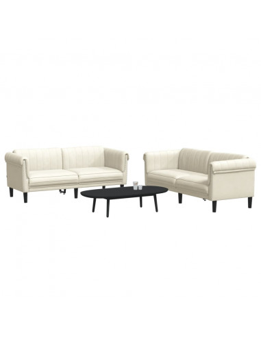Set di Divani 2 pz Crema in Velluto