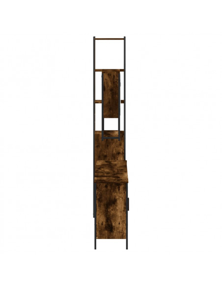 Set Mobili da Bagno 4 pz Rovere Fumo in Legno Multistrato