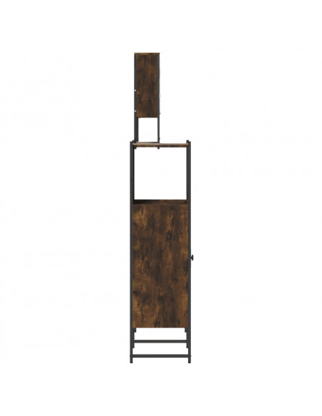 Set Mobili da Bagno 3 pz Rovere Fumo in Legno Multistrato