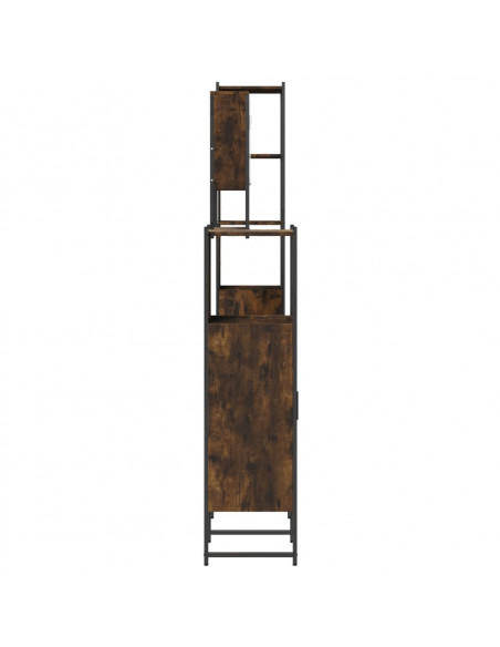 Set Mobili da Bagno 4 pz Rovere Fumo in Legno Multistrato