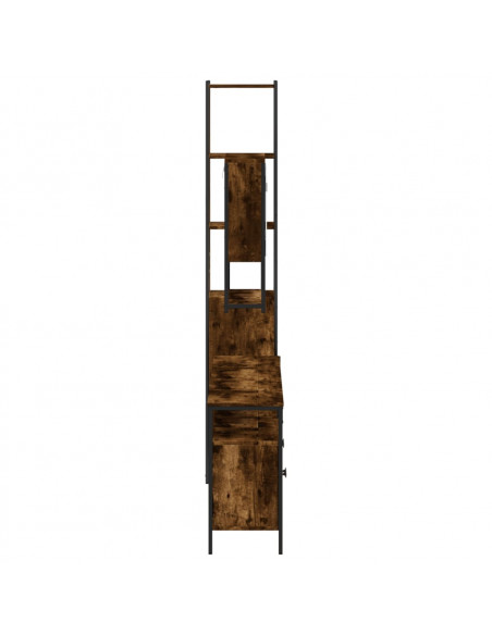 Set Mobili da Bagno 4 pz Rovere Fumo in Legno Multistrato