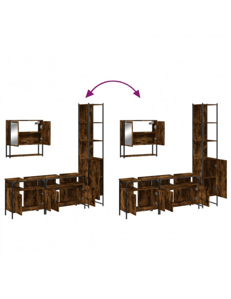 Set Mobili da Bagno 4 pz Rovere Fumo in Legno Multistrato
