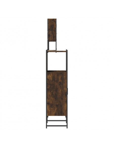 Set Mobili da Bagno 3 pz Rovere Fumo in Legno Multistrato