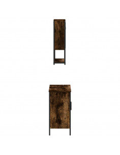 Set Mobili da Bagno 2 pz Rovere Fumo in Legno Multistrato 2