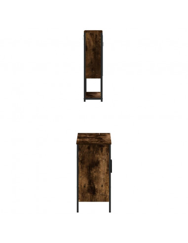 Set Mobili da Bagno 2 pz Rovere Fumo in Legno Multistrato