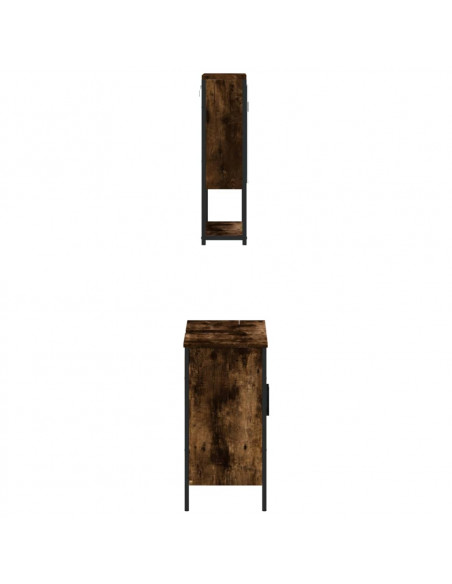 Set Mobili da Bagno 2 pz Rovere Fumo in Legno Multistrato