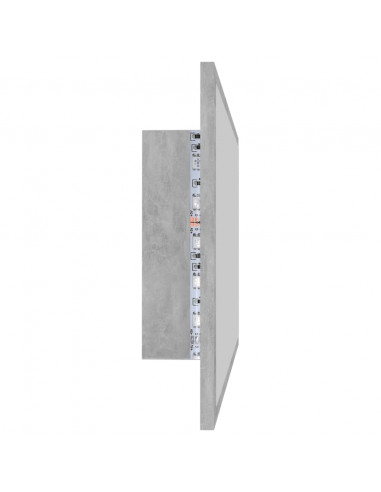 Specchio da Bagno a LED Grigio 80x8,5x37 cm in Acrilico