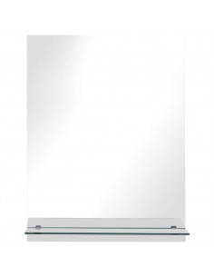 Specchio da Parete con Mensola 20x40 cm in Vetro Temperato 2