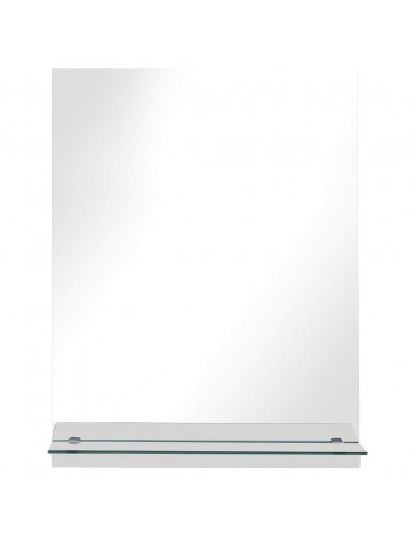 Specchio da Parete con Mensola 20x40 cm in Vetro Temperato