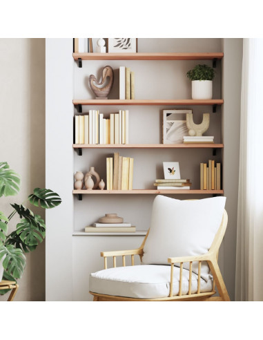 Ripiano a Parete 100x30x2 cm Legno Massello Rovere Non Trattato