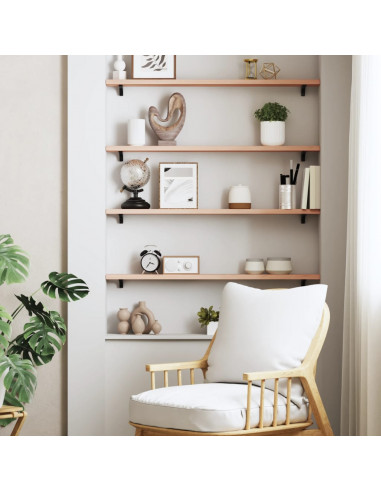 Ripiano a Parete 80x10x2 cm Legno Massello Rovere Non Trattato