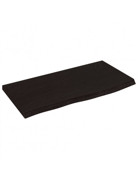 Ripiano Muro Marrone Scuro 60x30x2 cm Massello Rovere Trattato