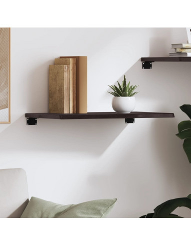 Ripiano Muro Marrone Scuro 60x30x2 cm Massello Rovere Trattato