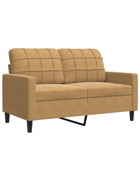 Set di Divani 3 pz con Cuscini Marrone in Velluto