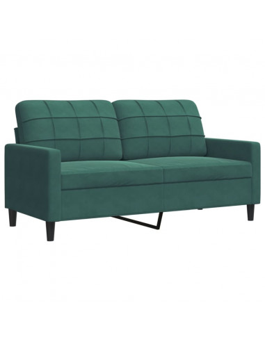 Set di Divani 2 pz con Cuscini Verde scuro in Velluto
