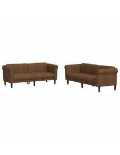 Set di Divani 2 pz Marrone in Velluto 2