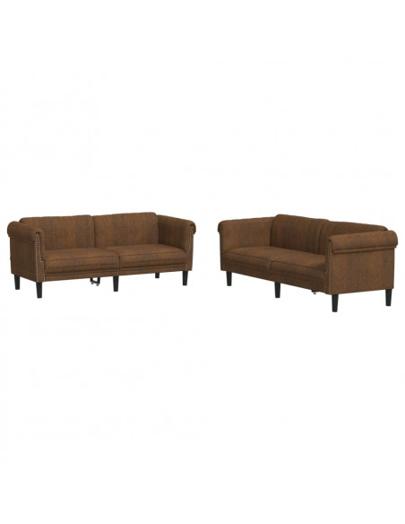 Set di Divani 2 pz Marrone in Velluto