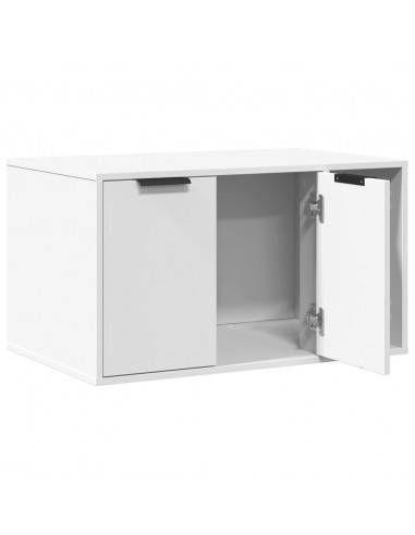 Recinto per Lettiera per Gatti Bianco 80x50x45 cm in Truciolato