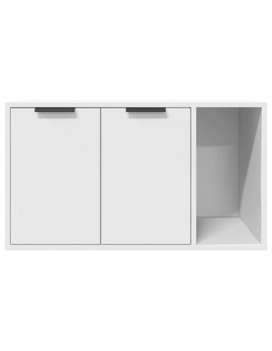 Recinto per Lettiera per Gatti Bianco 80x50x45 cm in Truciolato