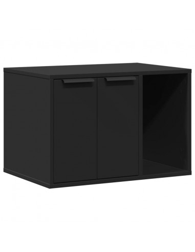 Recinto per Lettiera per Gatti Nero 60x40x40 cm in Truciolato