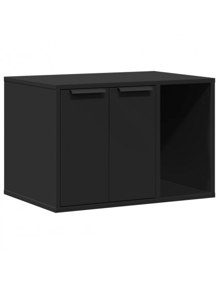 Recinto per Lettiera per Gatti Nero 60x40x40 cm in Truciolato