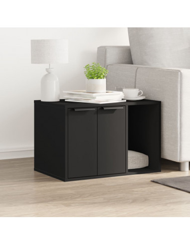 Recinto per Lettiera per Gatti Nero 60x40x40 cm in Truciolato