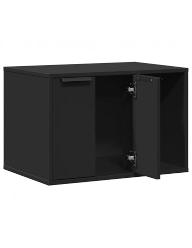 Recinto per Lettiera per Gatti Nero 60x40x40 cm in Truciolato