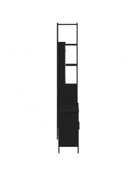 Set Mobili da Bagno 3 pz Nero in Legno Multistrato