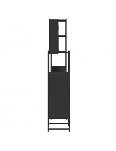 Set Mobili da Bagno 4 pz Nero in Legno Multistrato