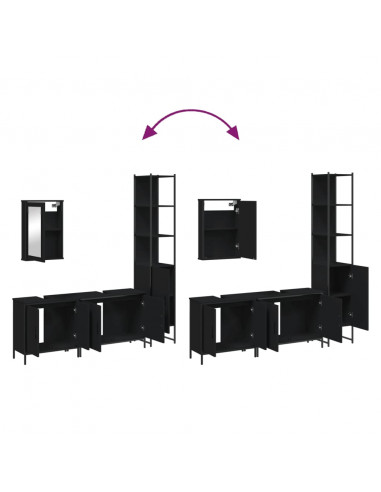 Set Mobili da Bagno 4 pz Nero in Legno Multistrato