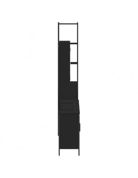 Set Mobili da Bagno 4 pz Nero in Legno Multistrato