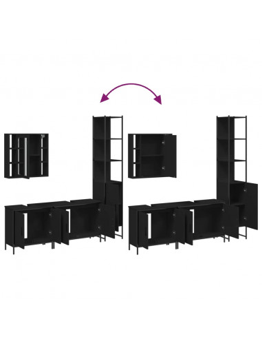 Set Mobili da Bagno 4 pz Nero in Legno Multistrato