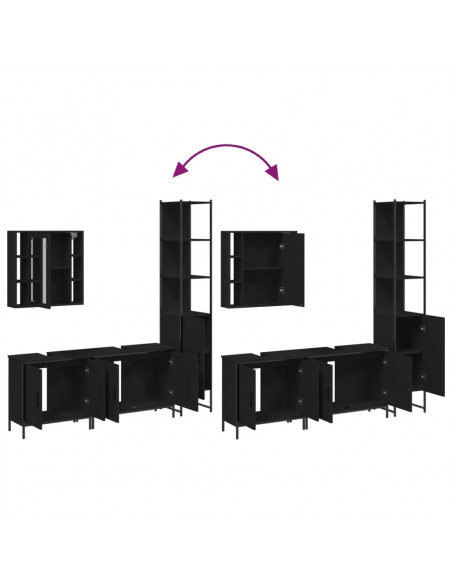 Set Mobili da Bagno 4 pz Nero in Legno Multistrato
