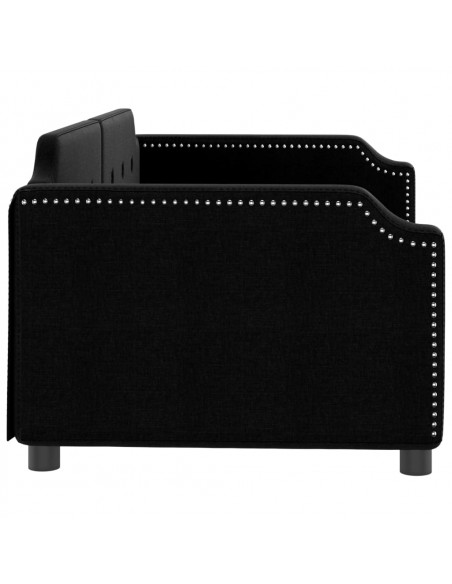 Letto da Giorno Nero 90x190 cm in Tessuto
